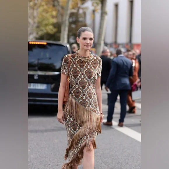 BCBGMAXAZRIA Averil Pleated Nude & Black Mesh Sequin Dress | NWT | Size S Y2K - Picture 10 of 10